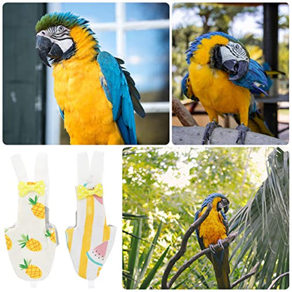 Baluue 2pcs Bird Diaper Birds Flight Suits, Parrot Diapers with Leash Hole Protective Parrot Nappy for Budgie Parakeet Cockatoos (Random Style)
