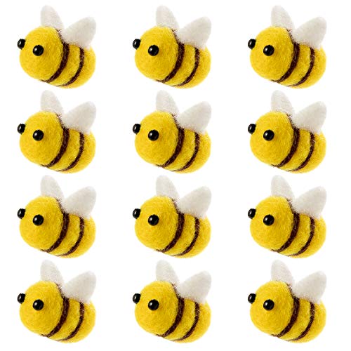 CINPIUK 12 Set Felt Bees for Crafts, Wool Felt Bumble Bee Plush for Tiered Tray Decoration Party Favors DIY Craft Jewelry Accessory