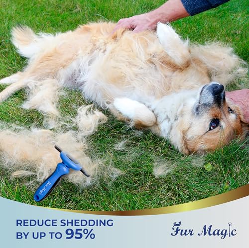 Fur Magic Large Deshedding Tool & Dematting Comb – Grooming Brushes for Dogs, Cats, Horses – Reduce Shedding and Remove Knots, Mats and Loose Undercoat