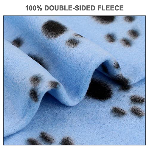 EAGMAK Cute Dog Cat Fleece Blankets with Paw Prints for Kitten Puppy and Small Animals Pack of 6 (Black, Brown, Blue, Grey, red and White)