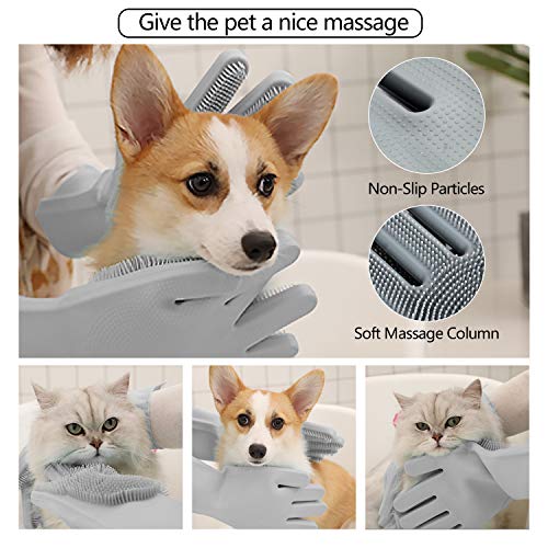 Pet Grooming Gloves - Gentle Dog Bathing Shampoo Brush - Massage Mitt with Enhanced Five Finger Design - Efficient Deshedding Glove for Dogs, Cats, Rabbits and Horses - 1 Pack