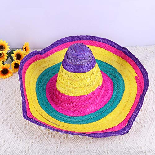 Amosfun Sombrero Hat Mexican Straw Hat Hawaii Woven Straw Hat Fiesta Style Dressing Up Costume Accessory for Hawaii Tropical Theme Party Supplies