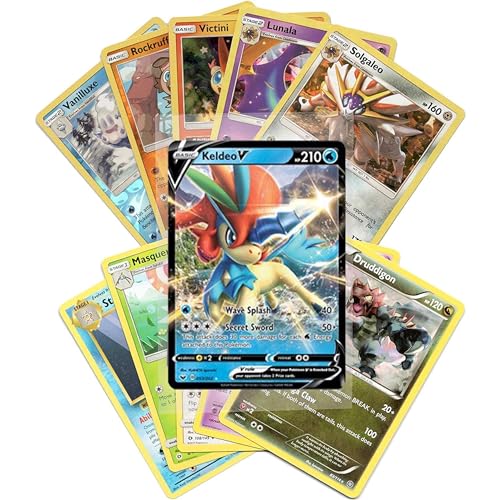 Pokemon Cards 50 Card Assorted Lot with Guaranteed V Pokemon