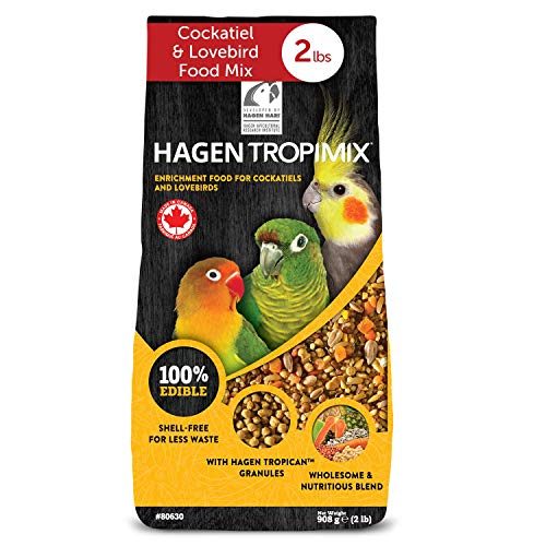 Hari Hagen Tropimix Enrichment Food for Cockatiels & Lovebirds, 2 lb. - HARI Parrot Food with Seeds, Fruit, Nuts, Vegetables, Grains, and Legumes