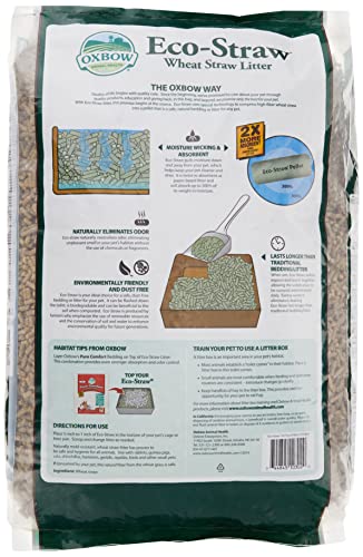 Oxbow Eco Straw Pelleted Wheat Straw Litter for Small Animals- Dust-free & Environmentally Friendly- Moisture Wicking Litter- Naturally Eliminates Odor-Made in the USA- 20 lb. Bag