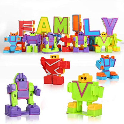 Siiziitoo 26 Pieces Alphabet Robots Toys for Kids Alphabots Transforming Letters, ABC Learning Toys for Toddlers Education Toy, Carnival Prizes Classroom Rewards, Birthday Gift