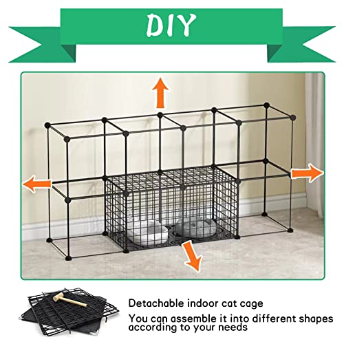 VCEPJH Cat Cages Indoor 2 Tier Kitten Cage Detachable Metal Wire Cat Kennel Crate DIY Pet Playpen Enclosures with 2 Door for Small Animals 29.5x19.2x28.7in(White)