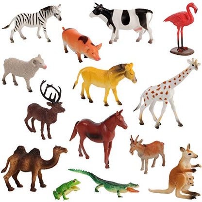 Migration 100 Piece Set of Animal Plastic Figures Playset, Includes Wild, Safari, Zoo, Jungle, Farm, Forest, Desert, Ocean Animals, Birds, Action Toy Figures Accessories and Container