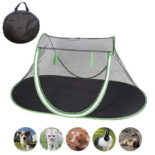 OUDDODU Outdoor Cat Enclosure Pet Tent for Bearded Dragon, Cats, and Small Animals; Indoor Playpen Portable Outside Exercise Tent with Carry Bag (Green)