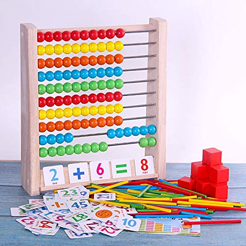 Montessori Arithmetic Counting Learning Stand Board Baby Math Early Education Toys Preschool Wood Math Teaching Aids for Children Red