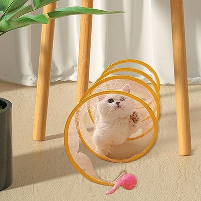Gazechimp Cat Tunnel Tube,Pet Collapsible Toy,Cat Tunnel Toy,Cat Coil Toy,Cat Spring Toys, Small Animals Playing Tent for Puppy Indoor Pet Accessories Pet Xmas Gift