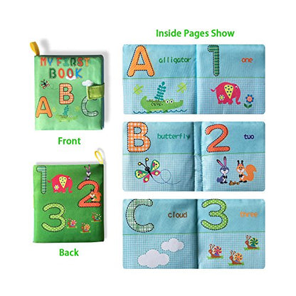Jun-see Soft Cloth Cognition Books,My First Soft Fabric Activity Books(4PCS) Learning Early Education Toys