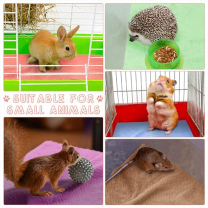 10 Pcs Waterproof Guinea Pig Pee Pad Guinea Pig Cat Dog Blankets Hamster Cage Liners Cage Accessories Coral Fleece Small Animals Blankets Bedding Mats Sleep Mat Pad Cover(Multicolor, 18 x 24 Inch)