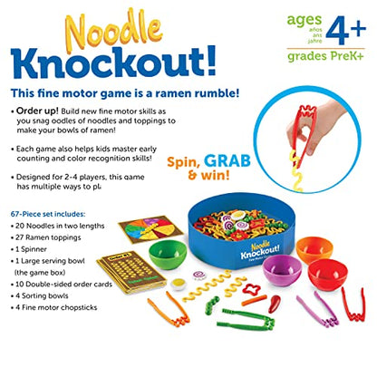 Learning Resources Noodle Knockout! Fine Motor Game,Fine Motor Skills Toys, 67 Pieces, Ages 4+