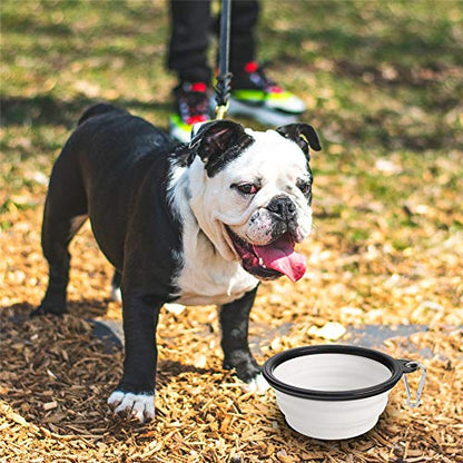 Dog Bowl Pet Collapsible Bowls,2 Pack Portable and Foldable Pet Travel Bowls Collapsable Dog Water Feeding Bowls Dish for Dogs Cats and Small Animals, (Small, Black+White)