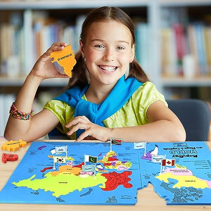 Imagimake Mapology World Map Puzzle - Includes Country Flags & Capitals | Educational Toys for Kids 5-7 | Fun Jigsaw Puzzle for Girls & Boys Toy Age 6-8 | Games for Kids 8-12 for Kids