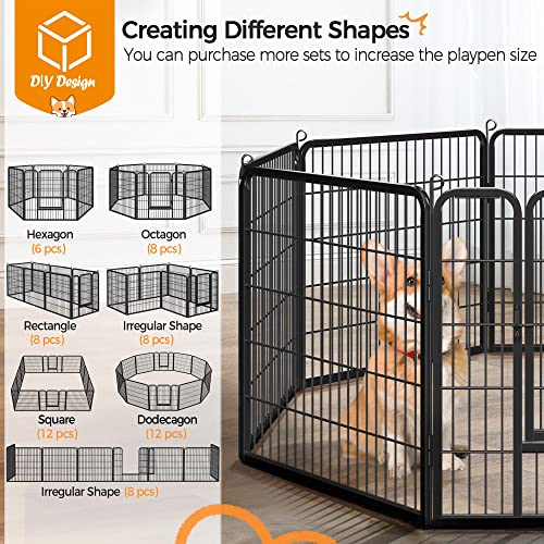 Yaheetech Heavy Duty Extra Wide Dog Playpen, 8 Panels Outdoor Pet Fence for Large/Medium/Small Animals Foldable Puppy Exercise Pen for Garden/Yard/RV/Camping 32 Inch Height x 32 Inch Width