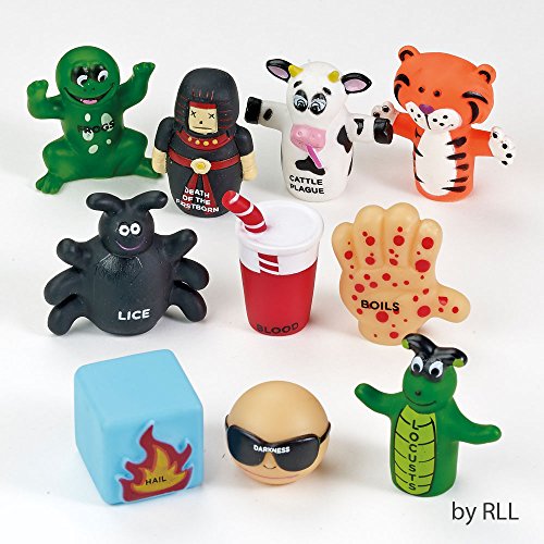 Rite Lite 10 Plagues Passover Finger Puppets Vinyl Gift Box Set - Passover Toys Decorations Goodie Bag Rewards Jewish Holiday Party Favors for Kids Seder Pesach Arts & Crafts Decor for Hours of Fun!