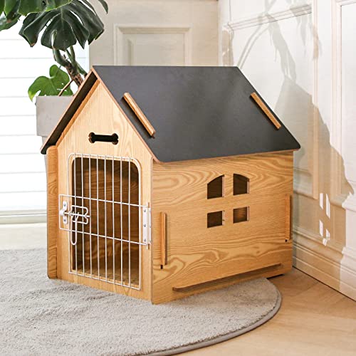 Dog House Indoor Kennel, for Small Dogs or Other Small Animals Such as Cats and Rabbits, Wooden Detachable, with Air Vents and Elevated Floor (Color-1)