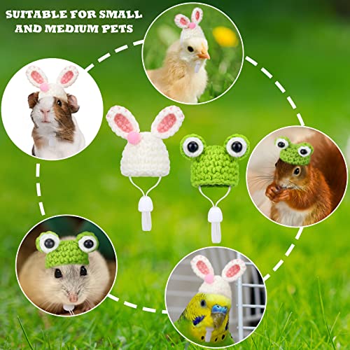 Xuniea 2 Pieces Hamster Hats Mini Hamster Clothes for Small Animals Cute Hand Knitted Hat with Adjustable Strap for Hamster Snakes Frog Bunny Small Animals Costume Accessories Photo Props