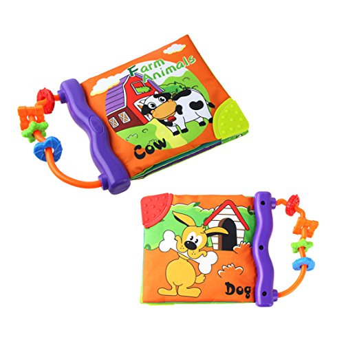 Junsee Baby's First Soft Cloth Books,Soft Cloth Cognition Sensory Book Learning & Activity Early Education Toys(Animal)