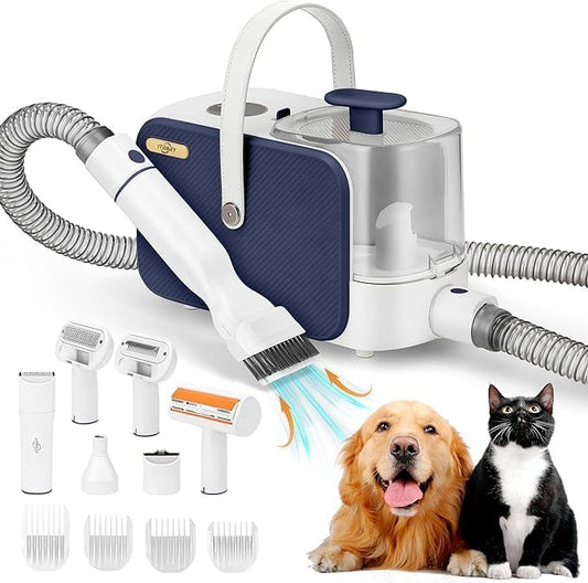 Dog Grooming Kit, Pet Grooming Kit & Vacuum Suction 99% Pet Hair Groomer, Professional Grooming Clippers with 8 Proven Grooming Tools for Dogs Cats, Quiet Pet Vacuum Groomer (Purple)