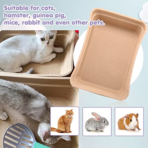 8 Pieces Disposable Litter Boxes for Cats Paper Cat Litter Tray Portable 2 in 1 Kitten Litter Box for Cat, Hamster, Guinea Pig, Mice, Small Animals, 16.7 x 12.8 x 4.1 inch