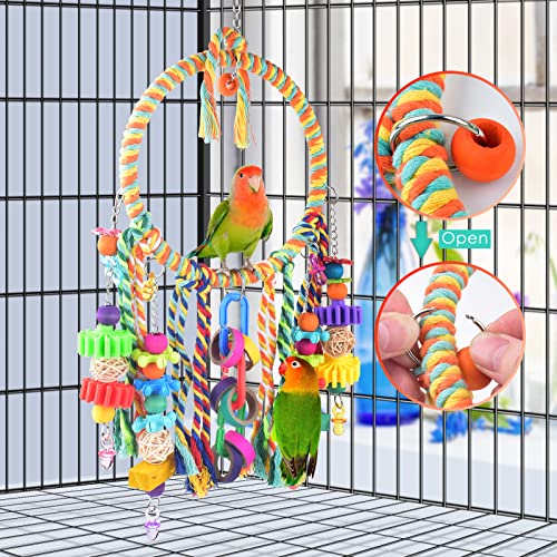 KATUMO Bird Toys, Bird Swing Toy Bird Perch with Colorful Chewing Toys, Suitable for Lovebirds, Finches, Parakeets, Budgerigars, Conure ect Small Birds