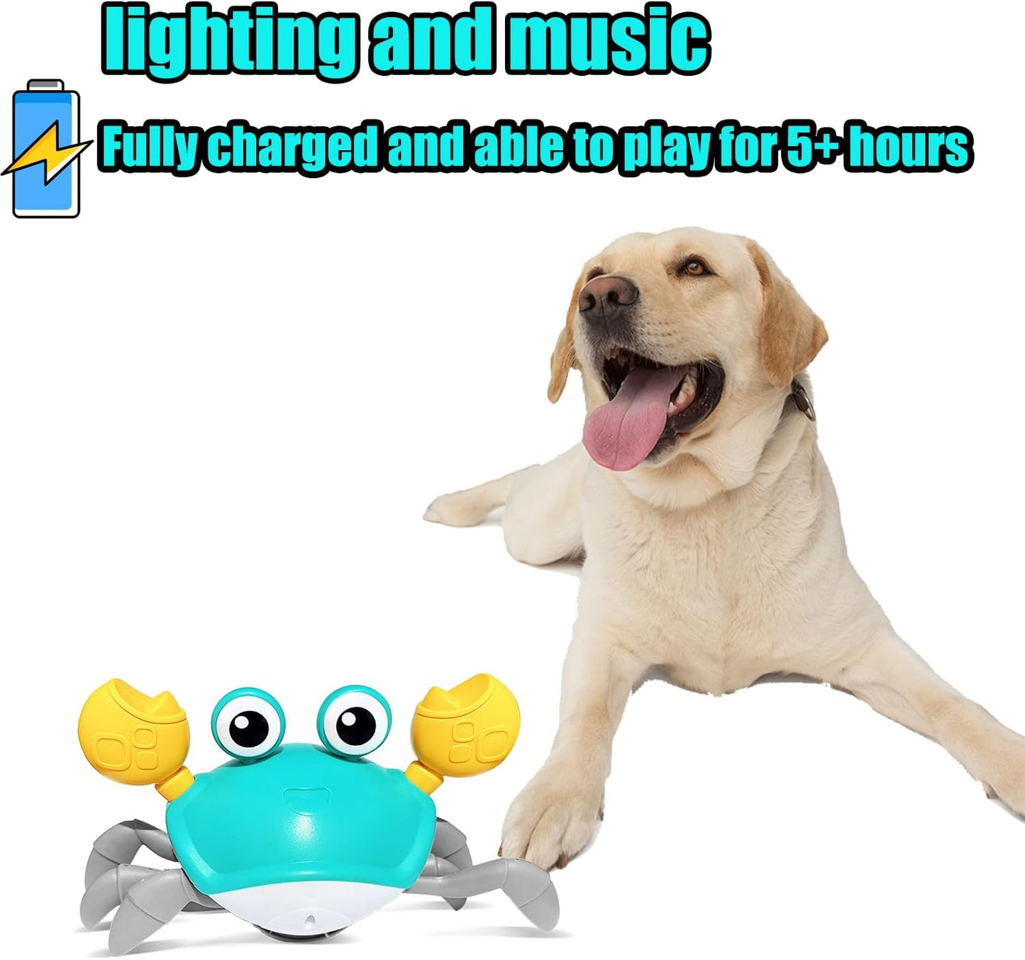 HONGID Crawling Crab Dog Toys,Escaping Crab Dog Toy with Obstacle Avoidance Sensor,Interactive Dog Toys with Music Sounds & Lights for Dogs Cats Pets,Christmas Toy Gift for Puppy/Small/Medium Dogs