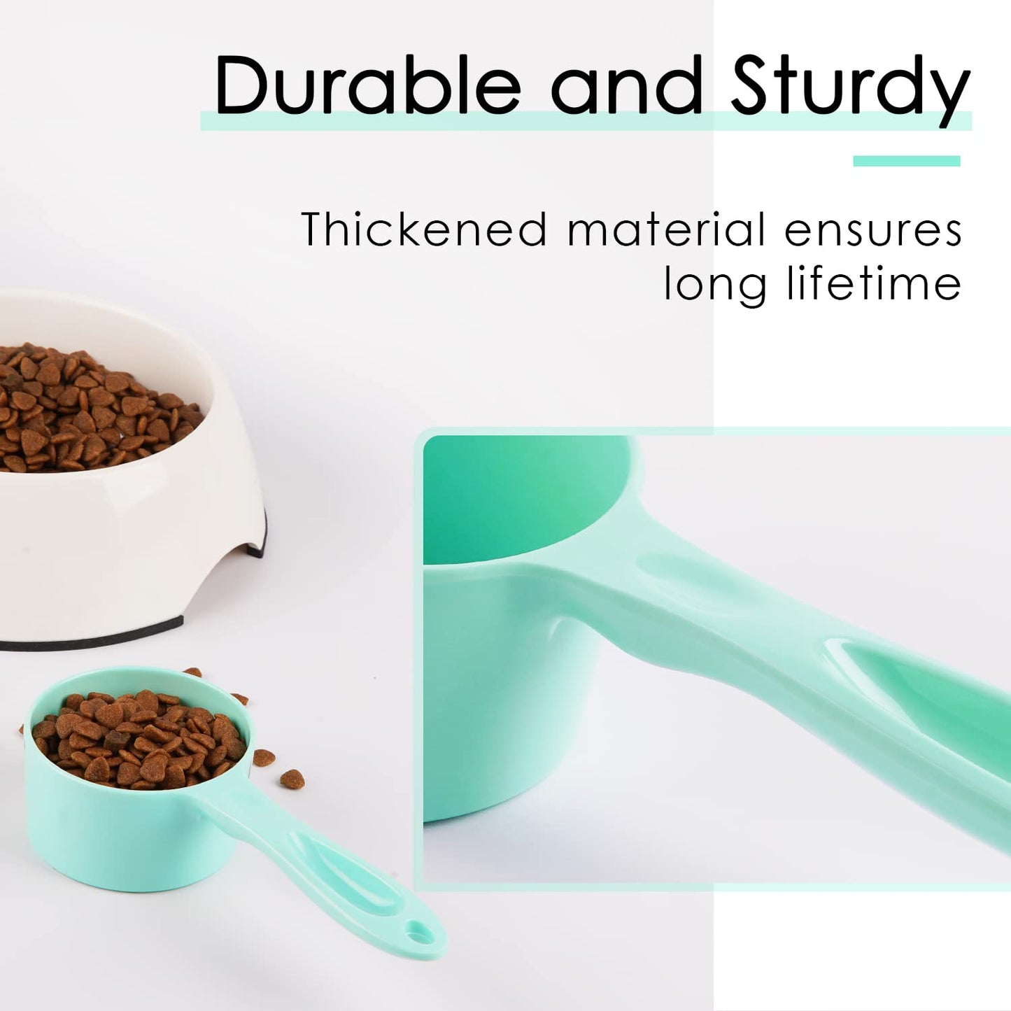 Super Design 1 Cup Dog Food Scoop for Container Melamine Measuring Scoop for Dogs Cats Birds and Rabbits Pet Food Feeding Scoop Dishwasher Safe - Baby Green