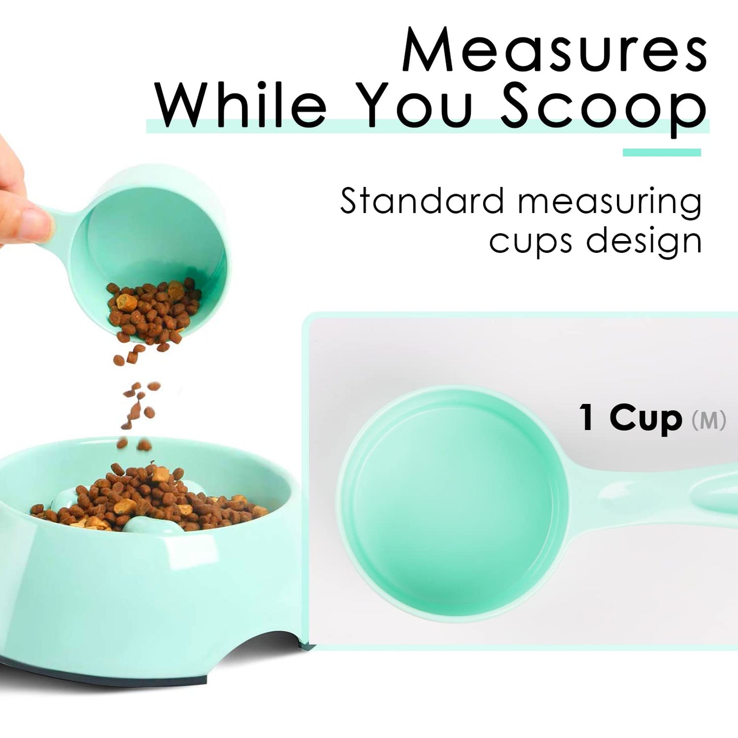 Super Design 1 Cup Dog Food Scoop for Container Melamine Measuring Scoop for Dogs Cats Birds and Rabbits Pet Food Feeding Scoop Dishwasher Safe - Baby Green