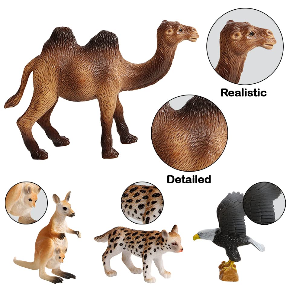 Migration 100 Piece Set of Animal Plastic Figures Playset, Includes Wild, Safari, Zoo, Jungle, Farm, Forest, Desert, Ocean Animals, Birds, Action Toy Figures Accessories and Container