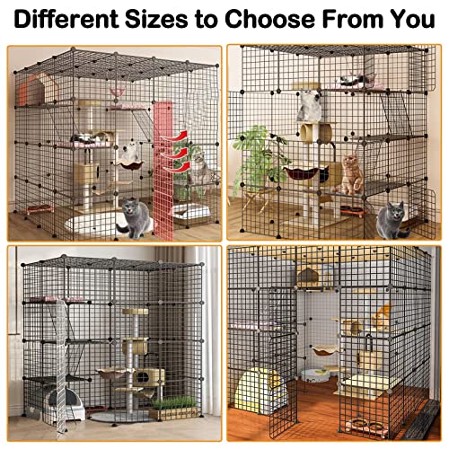 BNOSDM Large Cat Cage Detachable Indoor DIY Pet Crate Playpen 4-Tier Metal Wire Kennels Enclosures Outdoor Pets Home Animal House Fence for 1-5 Cats, Guinea Pigs, Rabbits, Small Animals