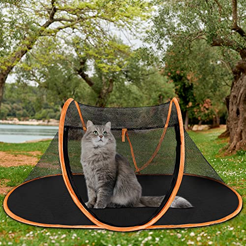 Cat Tent Outdoor, Pet Enclosure Tent Suitable for Cats and Small Animals, Indoor Playpen Portable Exercise Tent with Carry Bag(Orange)