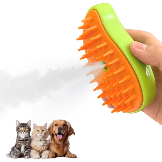Cat Steam Brush, 3 in 1 Steamy Cat Brush, Cat Steamer Brush for Massage, Pet Hair Cleaner Brush for Cats and Dog, Eliminate Flying Hair and Tangled Hair Cat Hair Brush
