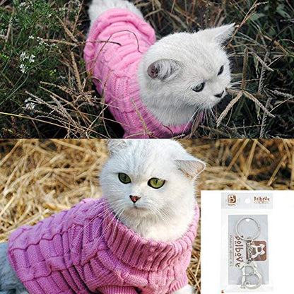 Bro'Bear Cable Knit Turtleneck Sweater for Small Dogs & Cats Knitwear (Pink, Medium)