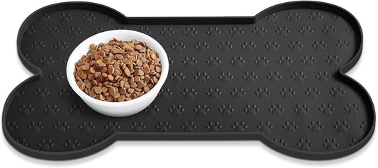 Dog Food Mat Anti-Slip Silicone Dog Bowl Mat Thicker Pet Placemat Waterproof Cat Feeder Pad with Raised Edge Puppy Kitten Feeding Mats Suitable Small Medium-Sized Dogs Cats Eating Tray