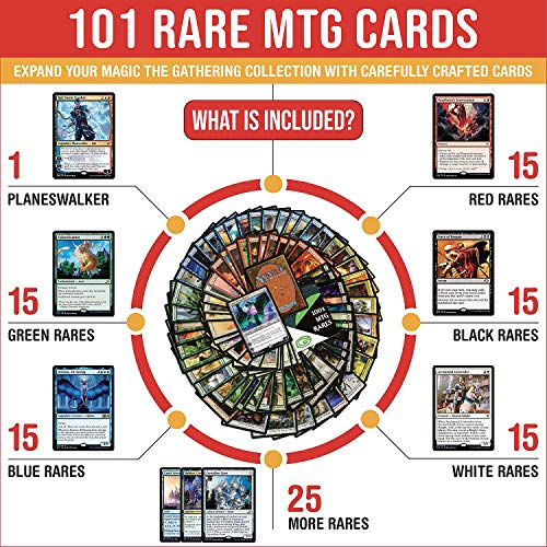 Cosmic Gaming Collections 101x Magic The Gathering Rares Collection | 101x Assorted MTG Gold Symbol Rare Cards + 1x Planeswalker | Huge Variety: MTG Decks & More | MTG Lands Bulk Several Expansions