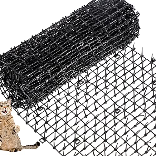 Mat with Spikes Prickle Strips for Cats Dogs Spiked Mat Network Digging Stopper for Garden Fence Outdoor Indoor Keep Pet Dog Cat Off Couch Furniture(Black, 158 x 12 Inch)