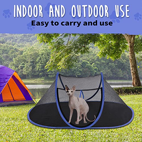 DOYOO Cat Tent Outdoor, Pop-Up Pet Enclosure Tent Suitable for Cats and Small Animals,Foldable Indoor Playpen Portable Exercise Tent with Carry Bag and Collapsible Pet Bowl