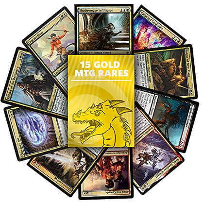 Magic The Gathering Packs - Gold/Colorless Rares Booster Pack - 15 Gold Rare MTG Cards - Legends, Commanders - High-Value Cards to Power Up Your Magic The Gathering Commander Decks - No Duplicates