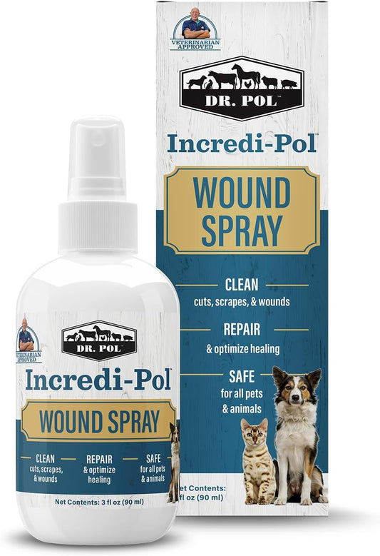 Dr. Pol Incredi-Pol Wound Spray for Dogs, Cats, Horses, and All Animals - Dog Wound Care to Clean Cuts, Scrapes, Hot Spots, and More - Repair Skin and Promote Healing - 3 Fluid Ounces