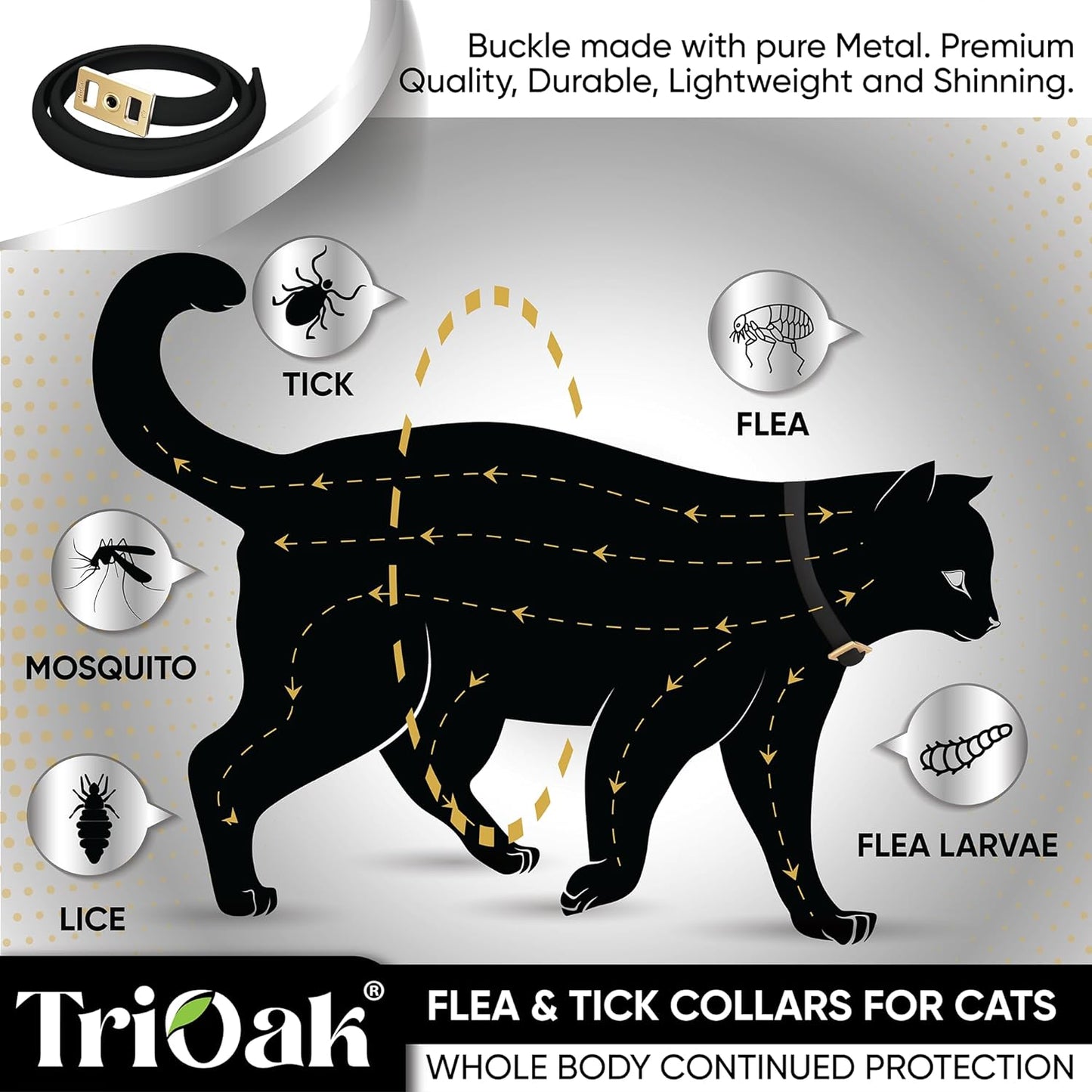 4 Pack Cat Flea Collar, 8 Months Protection Collar for Cats, Count and Tick Prevention Prevention, One Size Fits All-Black Edition