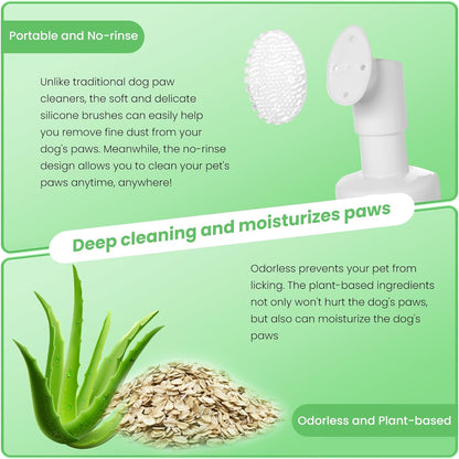 Paw Cleaner for Dogs and Cats| Clean Paws No-Rinse Foaming Cleanser(5 oz)| Dandelion Paw Cleanser Paw Brush for Dogs| Dog Paw Scrubber| Cat Paw Cleaner (Fragrance Free, 1pcs)