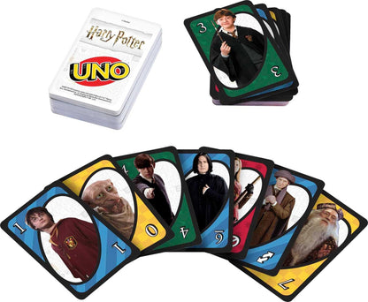 Mattel Games UNO Harry Potter Card Game Movie-Themed Collectors Deck of 112 Cards with Hogwarts Character Images, Gift for Fans Ages 7 Years Old & Up