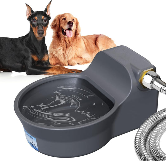 Automatic Water Bowl for Dogs, 2L Dog Water Bowl Dispenser, Automatic Dog Waterer Includes Pipe, Copper Connector and Adapter Outdoor Dog Water Bowl for Birds Chicken Livestock Small Animal
