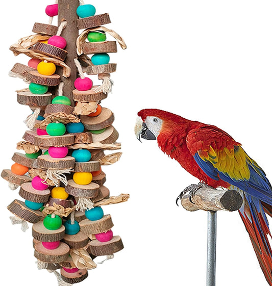 Parrot Toys for Large Birds, Multicolored Wooden Blocks Bird Chewing Toy Parrot Cage Bite Toy or Macaws Cokatoos African Grey and Large Medium Parrot Birds