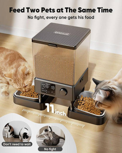oneisall Automatic Cat Feeder for 2 Cats, 20 Cups/5L Automatic Cat Food Dispenser for Small Pets Indoor, Timed Cat Feeder for Dry Food