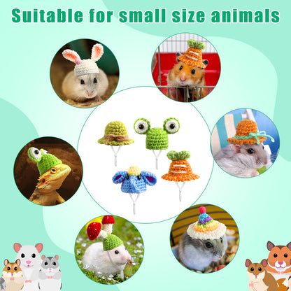 Kajaia 10 Pcs Christmas Hamster Hat Xmas Small Animals Cute Tiny Hat Mini Hand Knitted Hats for Snakes Pets Bearded Dragon Guinea Pig Bunny Costume Accessories Holiday Parties(Fresh Style)