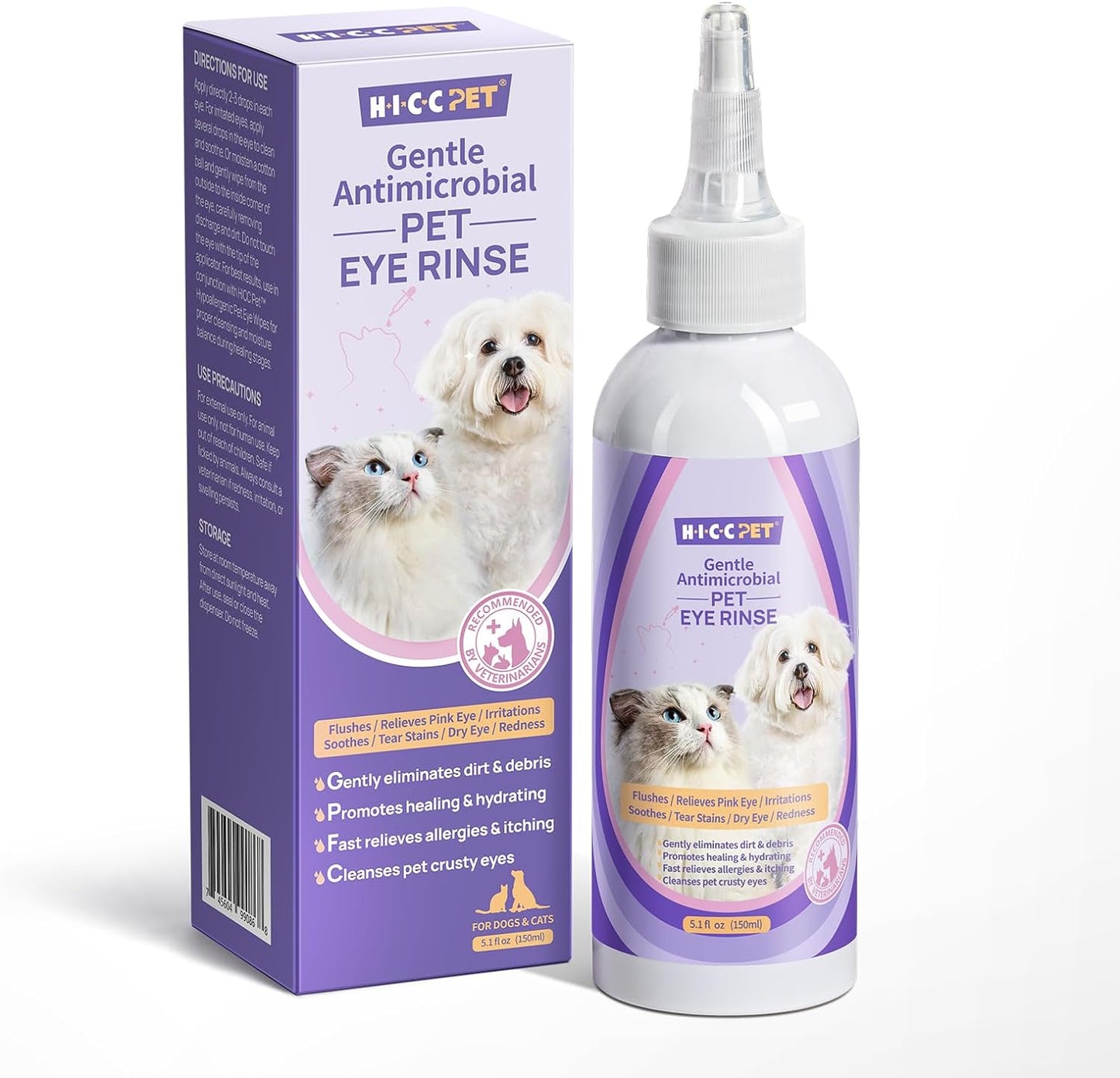 Eye Drops for Dogs and Cats: Gentle Formula Dog Eye Drops, Flush & Soothe Eye Irritations - Remove Tear Stains - Improves Allergy Symptoms & Dry Eyes - Safe for All Animals, 5.1oz